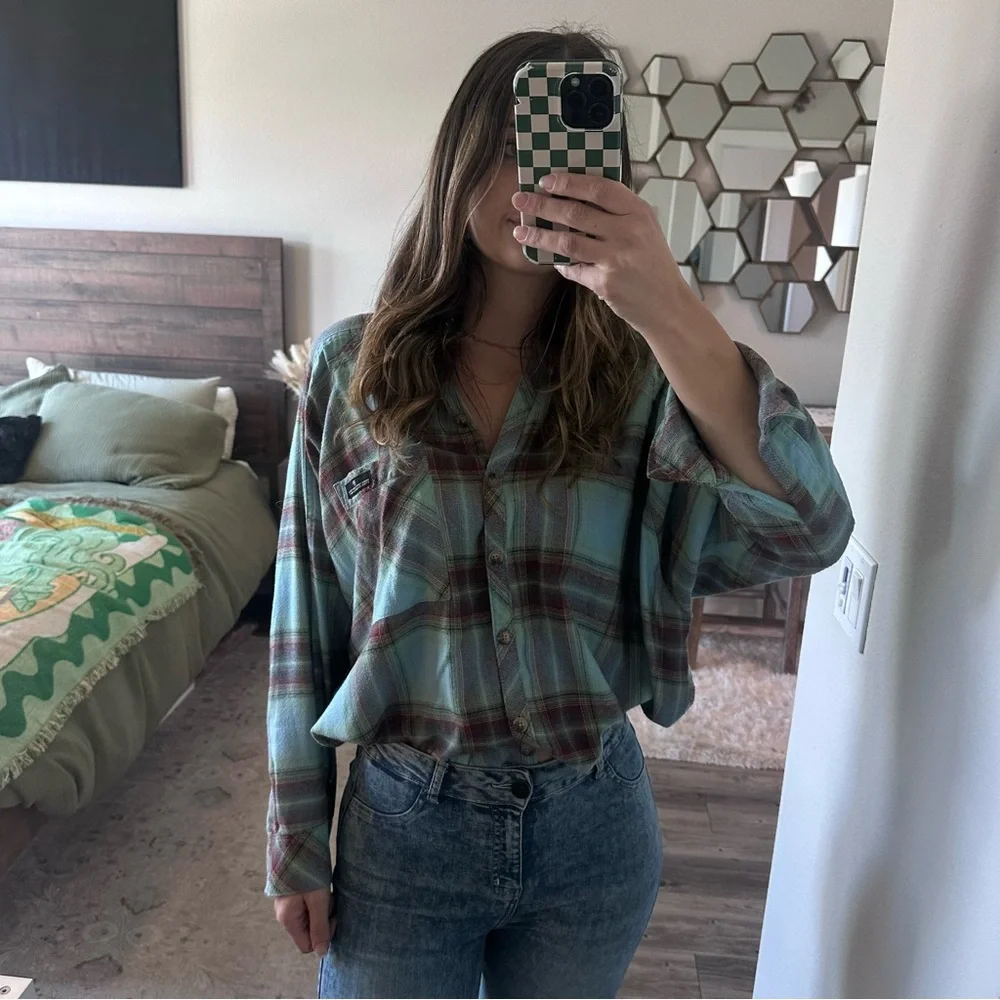 BDG Urban Outfitters Blue Plaid Shirt in Red and Gray